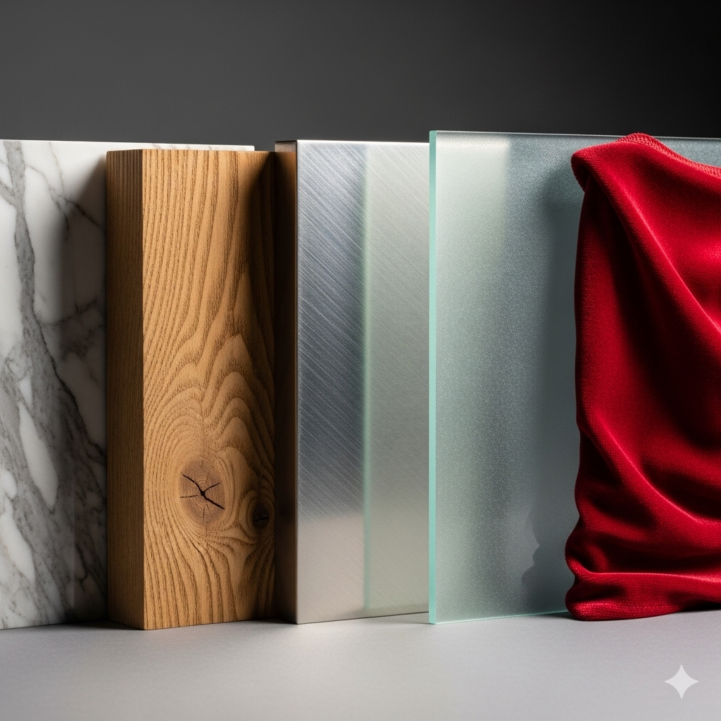 Material Comparisons in Interior Design – Wood, Laminates, Veneers, Glass, and Metal Explained